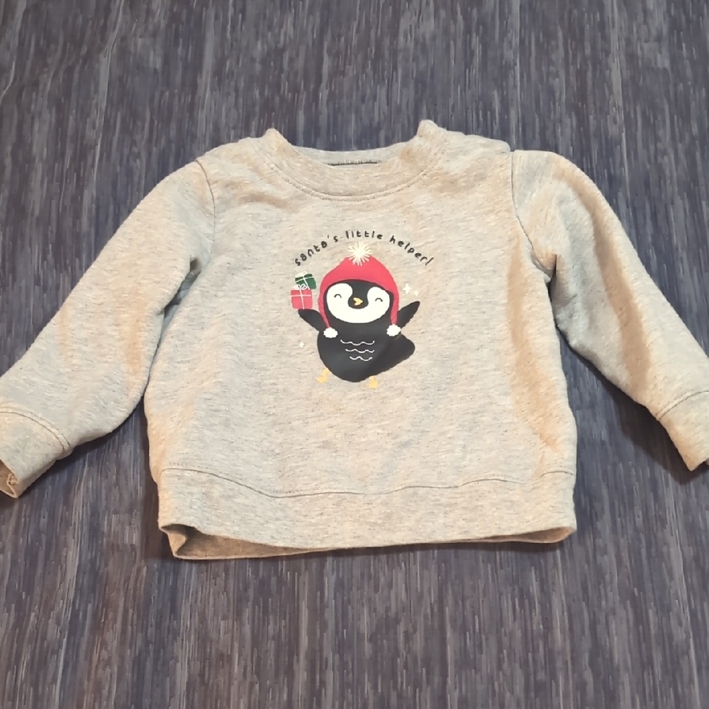 Carter's Gray Sweatshirt with Festive Penguin